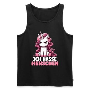 Je déteste les gens drôle licorne doigt puant - Débardeur bio Premium Homme - noir - Devant - Michal (187cm)