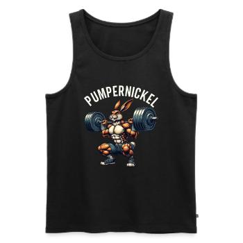 Pumpernickel-Kaninchen Fitnesstrainer Bodybuilder - Männer Premium Bio Tank Top - Schwarz - Vorne - Michal (187cm)