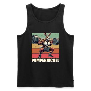 Pumpernickel-Kaninchen Fitnesstrainer Bodybuilder - Männer Premium Bio Tank Top - Schwarz - Vorne - Michal (187cm)