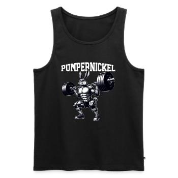 Pumpernickel-Kaninchen Fitnesstrainer Bodybuilder - Männer Premium Bio Tank Top - Schwarz - Vorne - Michal (187cm)