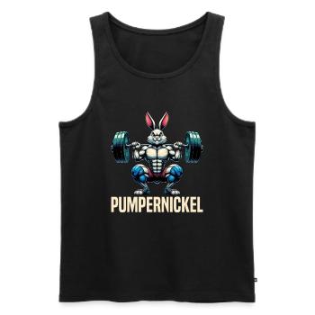Pumpernickel-Kaninchen Fitnesstrainer Bodybuilder - Männer Premium Bio Tank Top - Schwarz - Vorne - Michal (187cm)