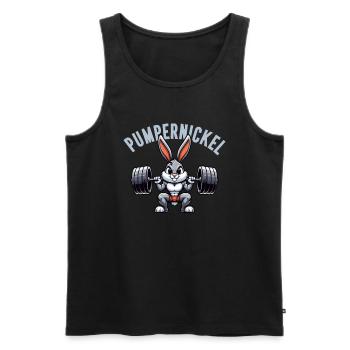 Pumpernickel-Kaninchen Fitnesstrainer Bodybuilder - Männer Premium Bio Tank Top - Schwarz - Vorne - Michal (187cm)