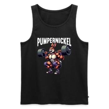 Pumpernickel-Kaninchen Fitnesstrainer Bodybuilder - Männer Premium Bio Tank Top - Schwarz - Vorne - Michal (187cm)