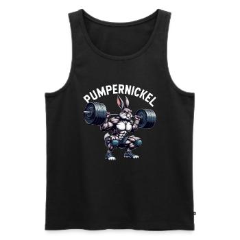 Pumpernickel-Kaninchen Fitnesstrainer Bodybuilder - Männer Premium Bio Tank Top - Schwarz - Vorne - Michal (187cm)