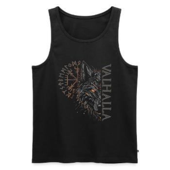 Valhalla Wolf Dieux nordiques Vikings nordiques - Débardeur bio Premium Homme - noir - Devant - AI Model Male 178 light (178cm)