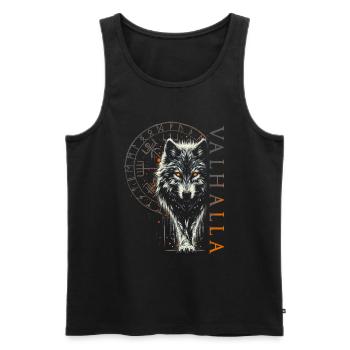 Valhalla Wolf Dieux nordiques Vikings nordiques - Débardeur bio Premium Homme - noir - Devant - AI Model Male 178 light (178cm)