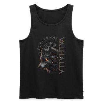 Valhalla Wolf Dieux nordiques Vikings nordiques - Débardeur bio Premium Homme - noir - Devant - AI Model Male 178 light (178cm)