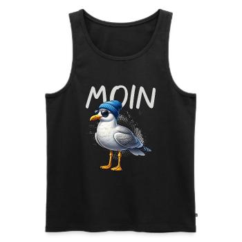 Moin Seagull Northern Germany Greetings Baltic Sea North Sea - Men's Premium Organic Tank Top - black - Front - Michal (187cm)