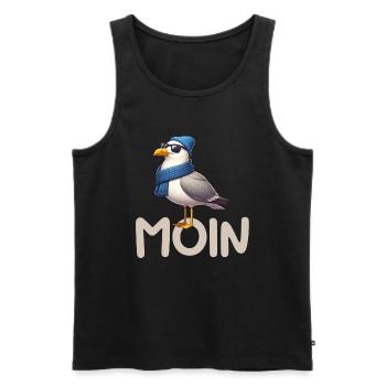 Moin Seagull Northern Germany Greetings Baltic Sea North Sea - Men's Premium Organic Tank Top - black - Front - Michal (187cm)