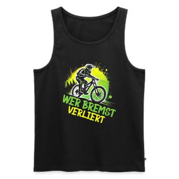 Vététistes, amateurs de VTT, cyclisme - Débardeur bio Premium Homme - noir - Devant - Michal (187cm)