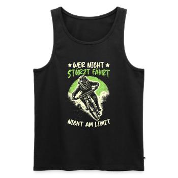 Mountain bikers, MTB lovers, cycling - Men's Premium Organic Tank Top - black - Front - AI Model Male 178 light (178cm)