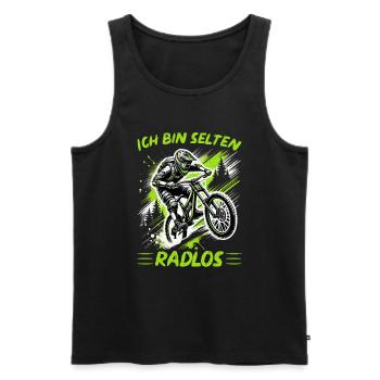 Vététistes, amateurs de VTT, cyclisme - Débardeur bio Premium Homme - noir - Devant - Michal (187cm)