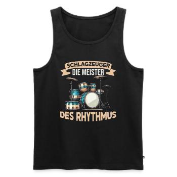 Batteur Batteur Percussion Musiciens - Débardeur bio Premium Homme - noir - Devant - AI Model Male 178 light (178cm)