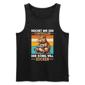 Hands me the controller the king wants to gamble - Men's Premium Organic Tank Top - black - Front - Michal (187cm)