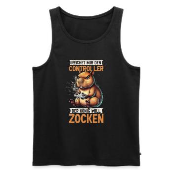 Hands me the controller the king wants to gamble - Men's Premium Organic Tank Top - black - Front - Michal (187cm)