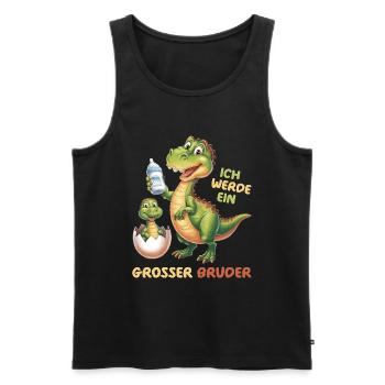 Je vais être grand frère dinosaure nouveau frère - Débardeur bio Premium Homme - noir - Devant - AI Model Male 178 light (178cm)