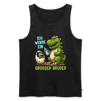 Je vais être grand frère dinosaure nouveau frère - Débardeur bio Premium Homme - noir - Devant - AI Model Male 178 light (178cm)