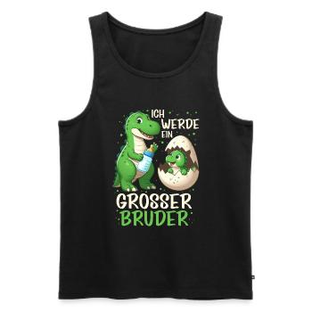 Je vais être grand frère dinosaure nouveau frère - Débardeur bio Premium Homme - noir - Devant - AI Model Male 178 light (178cm)