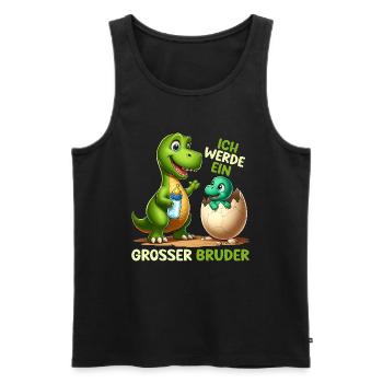 Je vais être grand frère dinosaure nouveau frère - Débardeur bio Premium Homme - noir - Devant - AI Model Male 178 light (178cm)
