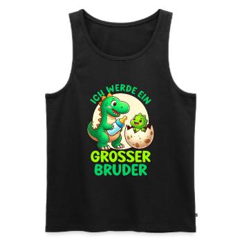Je vais être grand frère dinosaure nouveau frère - Débardeur bio Premium Homme - noir - Devant - AI Model Male 178 light (178cm)