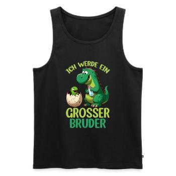 Je vais être grand frère dinosaure nouveau frère - Débardeur bio Premium Homme - noir - Devant - AI Model Male 178 light (178cm)