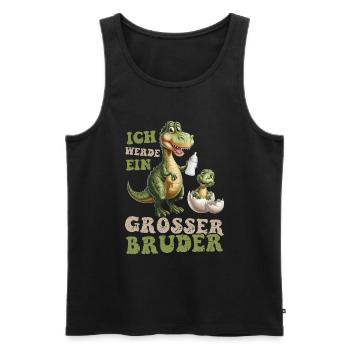 Je vais être grand frère dinosaure nouveau frère - Débardeur bio Premium Homme - noir - Devant - AI Model Male 178 light (178cm)