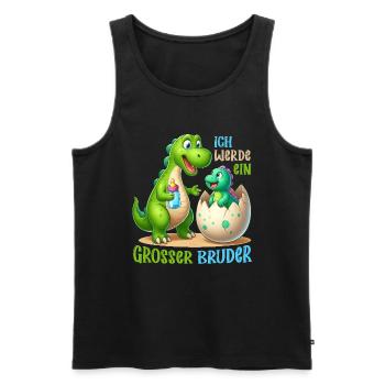 Je vais être grand frère dinosaure nouveau frère - Débardeur bio Premium Homme - noir - Devant - AI Model Male 178 light (178cm)