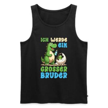 Je vais être grand frère dinosaure nouveau frère - Débardeur bio Premium Homme - noir - Devant - AI Model Male 178 light (178cm)