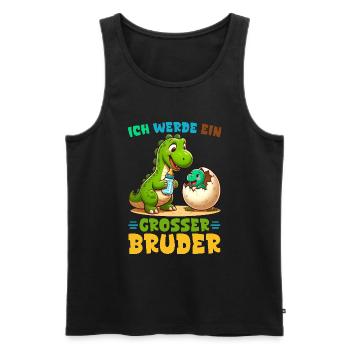Je vais être grand frère dinosaure nouveau frère - Débardeur bio Premium Homme - noir - Devant - AI Model Male 178 light (178cm)