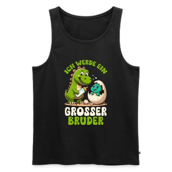 Je vais être grand frère dinosaure nouveau frère - Débardeur bio Premium Homme - noir - Devant - AI Model Male 178 light (178cm)