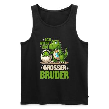 Je vais être grand frère dinosaure nouveau frère - Débardeur bio Premium Homme - noir - Devant - AI Model Male 178 light (178cm)