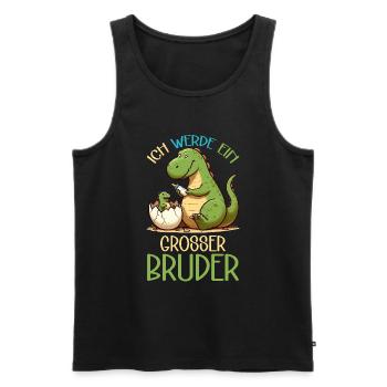 Je vais être grand frère dinosaure nouveau frère - Débardeur bio Premium Homme - noir - Devant - AI Model Male 178 light (178cm)