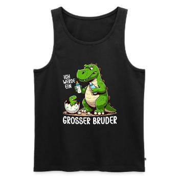Je vais être grand frère dinosaure nouveau frère - Débardeur bio Premium Homme - noir - Devant - AI Model Male 178 light (178cm)