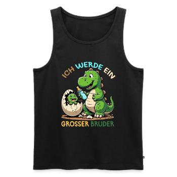 Je vais être grand frère dinosaure nouveau frère - Débardeur bio Premium Homme - noir - Devant - AI Model Male 178 light (178cm)