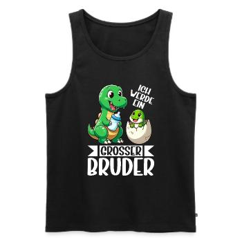 Je vais être grand frère dinosaure nouveau frère - Débardeur bio Premium Homme - noir - Devant - AI Model Male 178 light (178cm)