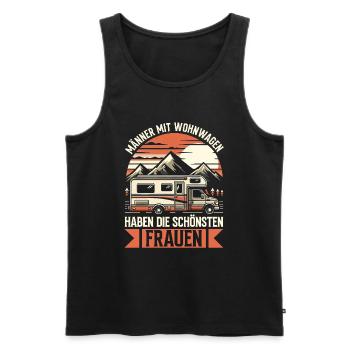 Camper Wohnwagen Lagerfeuer Campingurlaub - Männer Premium Bio Tank Top - Schwarz - Vorne - AI Model Male 178 light (178cm)