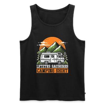 Camper Wohnwagen Lagerfeuer Campingurlaub - Männer Premium Bio Tank Top - Schwarz - Vorne - AI Model Male 178 light (178cm)
