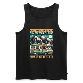 Camper Wohnwagen Lagerfeuer Campingurlaub - Männer Premium Bio Tank Top - Schwarz - Vorne - AI Model Male 178 light (178cm)