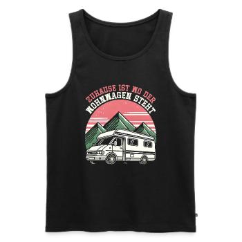 Camper Wohnwagen Lagerfeuer Campingurlaub - Männer Premium Bio Tank Top - Schwarz - Vorne - AI Model Male 178 light (178cm)