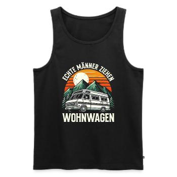 Camper Wohnwagen Lagerfeuer Campingurlaub - Männer Premium Bio Tank Top - Schwarz - Vorne - AI Model Male 178 light (178cm)