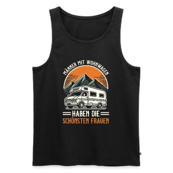 Camper Wohnwagen Lagerfeuer Campingurlaub - Männer Premium Bio Tank Top - Schwarz - Vorne - AI Model Male 178 light (178cm)