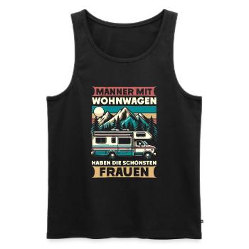 Camper Wohnwagen Lagerfeuer Campingurlaub - Männer Premium Bio Tank Top - Schwarz - Vorne - AI Model Male 178 light (178cm)