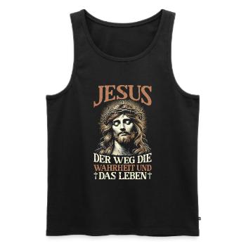 Jesus Christlich Katholiken Gläubiger Gottesdienst - Männer Premium Bio Tank Top - Schwarz - Vorne - Michal (187cm)