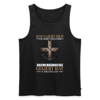 Jesus Christlich Katholiken Gläubiger Gottesdienst - Männer Premium Bio Tank Top - Schwarz - Vorne - Michal (187cm)