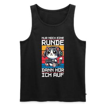 Just one more round, then I'll listen to cats - Men's Premium Organic Tank Top - black - Front - AI Model Male 178 light (178cm)