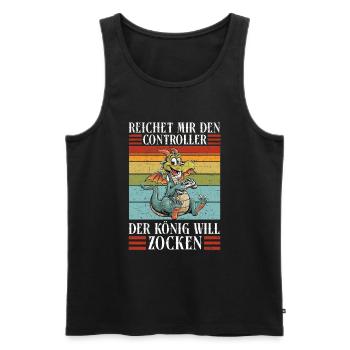Il me tend la manette que le roi veut jouer - Débardeur bio Premium Homme - noir - Devant - Michal (187cm)