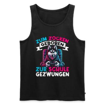 Born to gamble forced to school husky - Men's Premium Organic Tank Top - black - Front - AI Model Male 178 light (178cm)