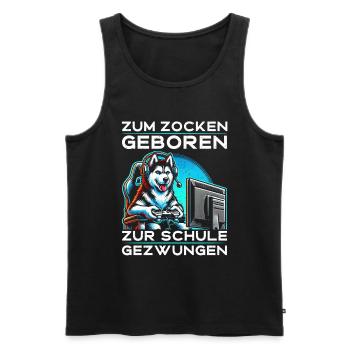 Born to gamble forced to school husky - Men's Premium Organic Tank Top - black - Front - AI Model Male 178 light (178cm)