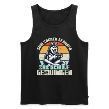 Born to gamble forced to school husky - Men's Premium Organic Tank Top - black - Front - AI Model Male 178 light (178cm)