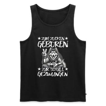 Born to gamble forced to school husky - Men's Premium Organic Tank Top - black - Front - AI Model Male 178 light (178cm)